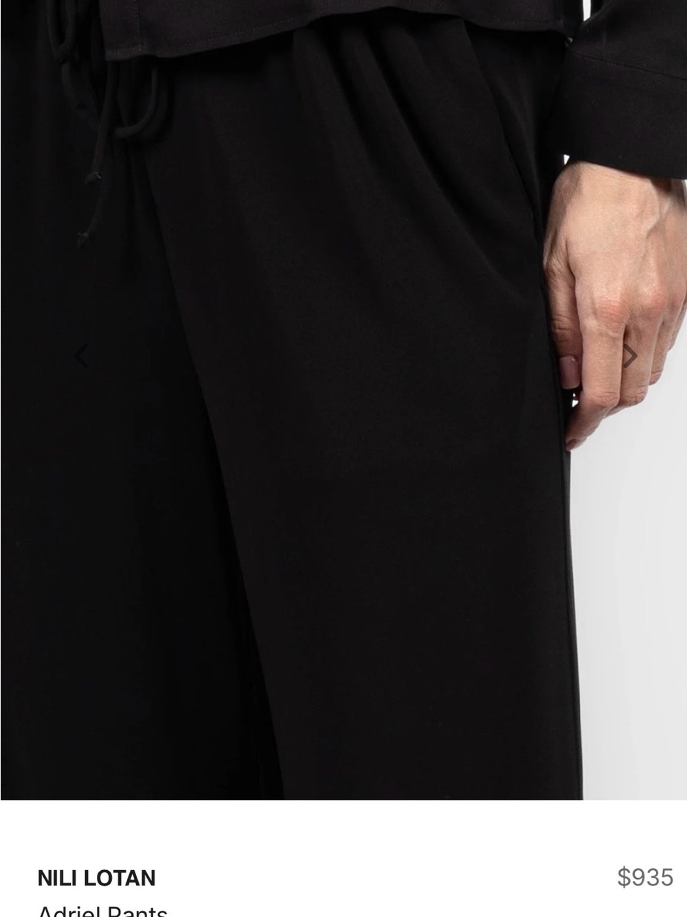 Nili Lotan  Adriel Pants  Black Wide-Leg - Picture 6 of 8